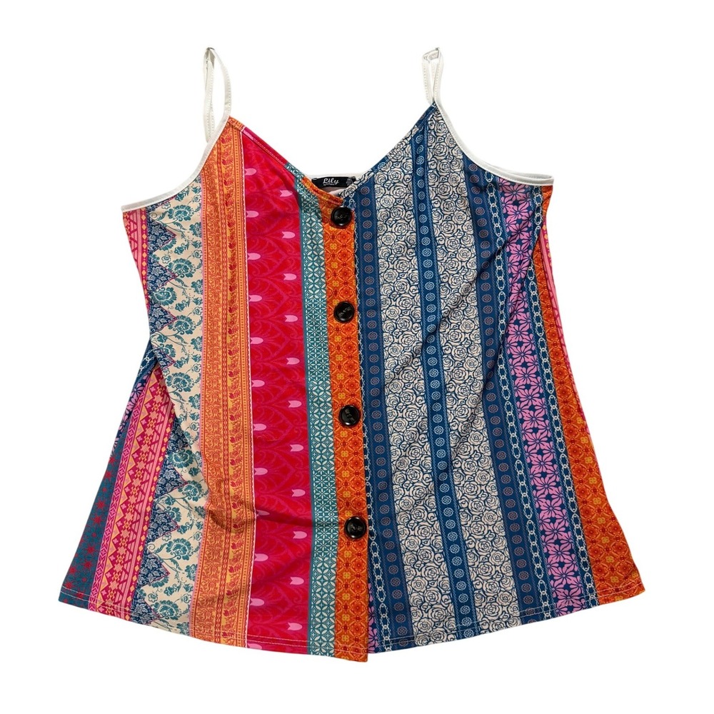Lily by Firmiana Colorful Patchwork Camisole Tank Top Women 1XL Y2KJ